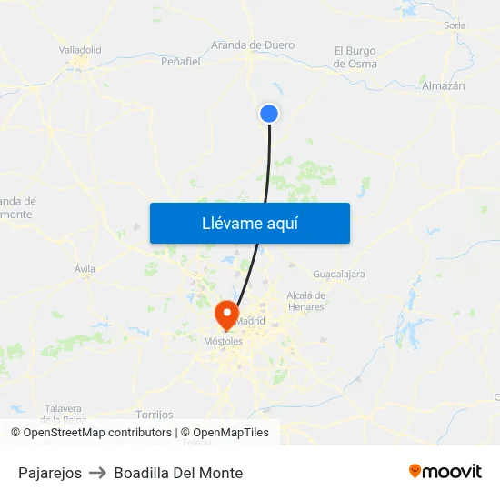 Pajarejos to Boadilla Del Monte map