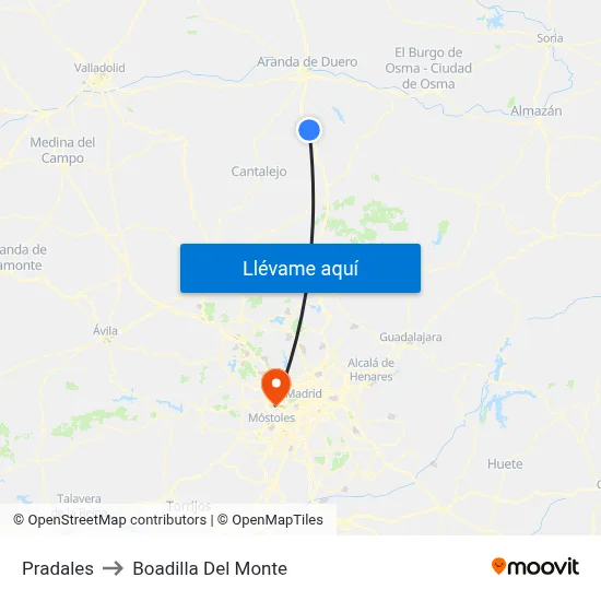 Pradales to Boadilla Del Monte map