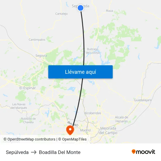 Sepúlveda to Boadilla Del Monte map