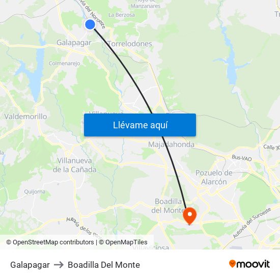 Galapagar to Boadilla Del Monte map