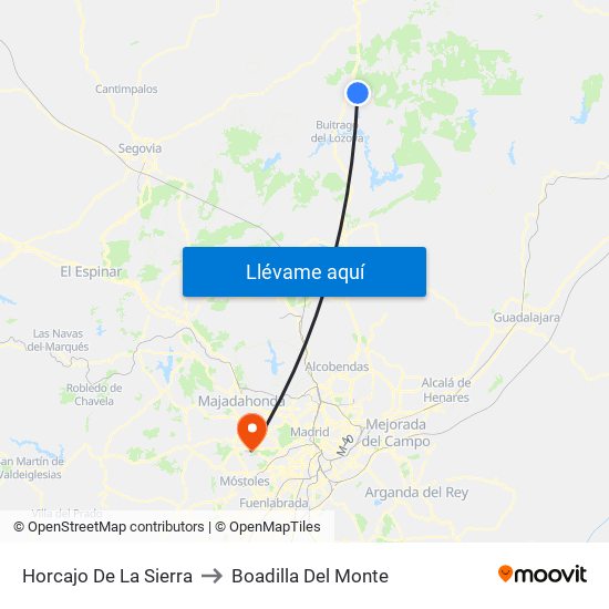 Horcajo De La Sierra to Boadilla Del Monte map