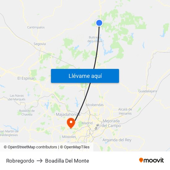 Robregordo to Boadilla Del Monte map