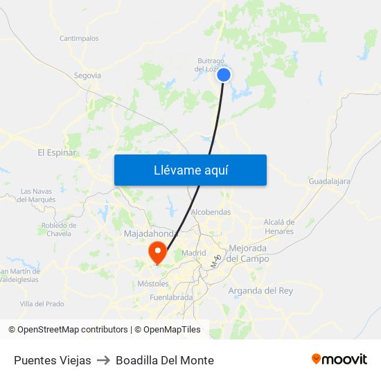 Puentes Viejas to Boadilla Del Monte map