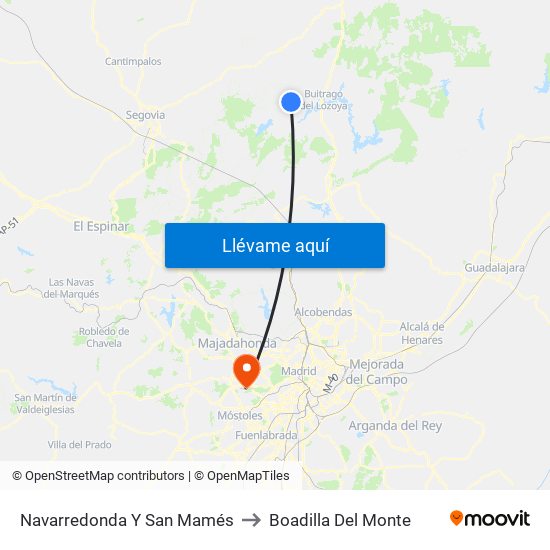 Navarredonda Y San Mamés to Boadilla Del Monte map
