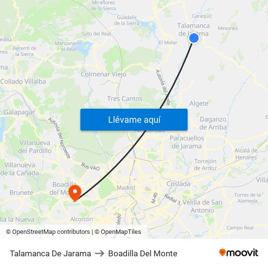 Talamanca De Jarama to Boadilla Del Monte map