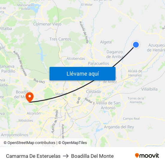 Camarma De Esteruelas to Boadilla Del Monte map
