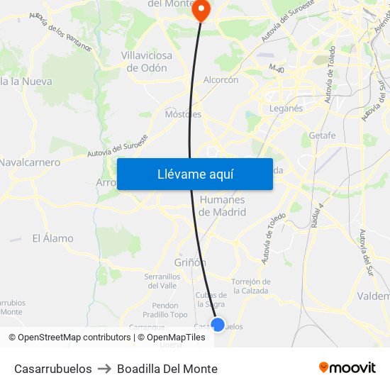 Casarrubuelos to Boadilla Del Monte map
