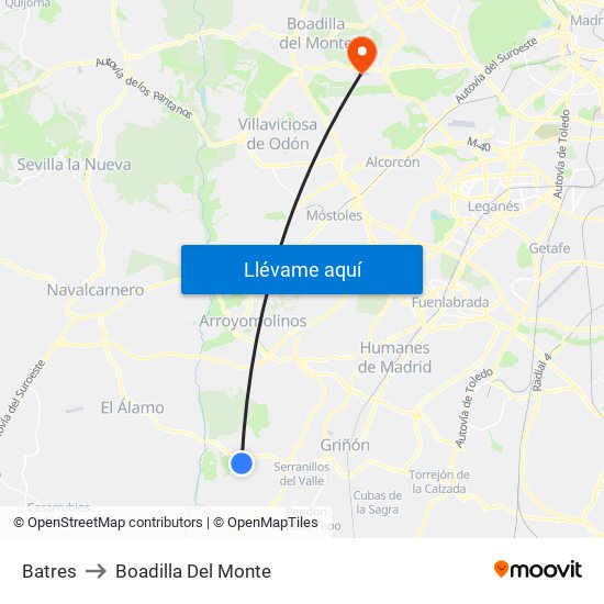 Batres to Boadilla Del Monte map