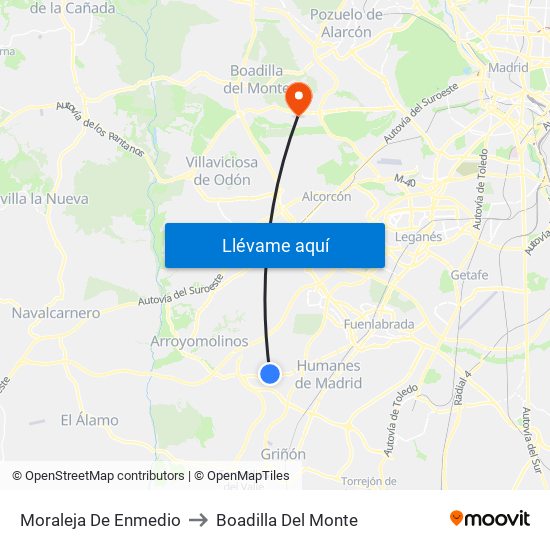 Moraleja De Enmedio to Boadilla Del Monte map