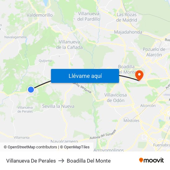 Villanueva De Perales to Boadilla Del Monte map