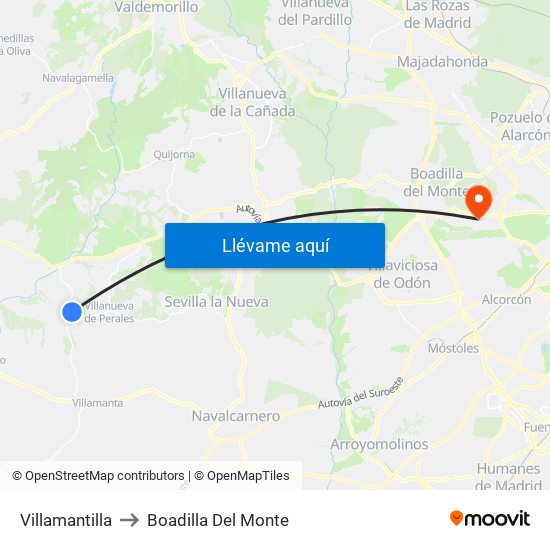 Villamantilla to Boadilla Del Monte map