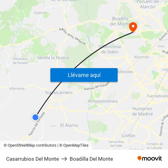 Casarrubios Del Monte to Boadilla Del Monte map