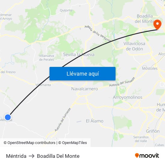 Méntrida to Boadilla Del Monte map