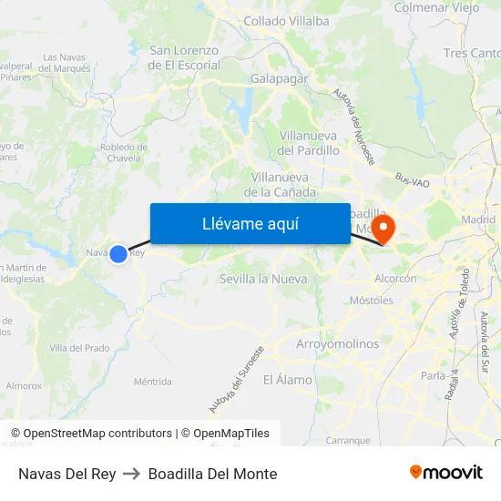 Navas Del Rey to Boadilla Del Monte map
