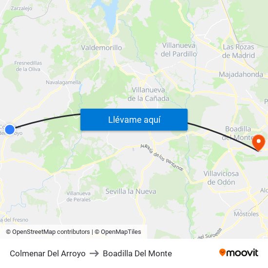 Colmenar Del Arroyo to Boadilla Del Monte map