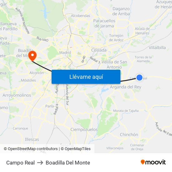 Campo Real to Boadilla Del Monte map