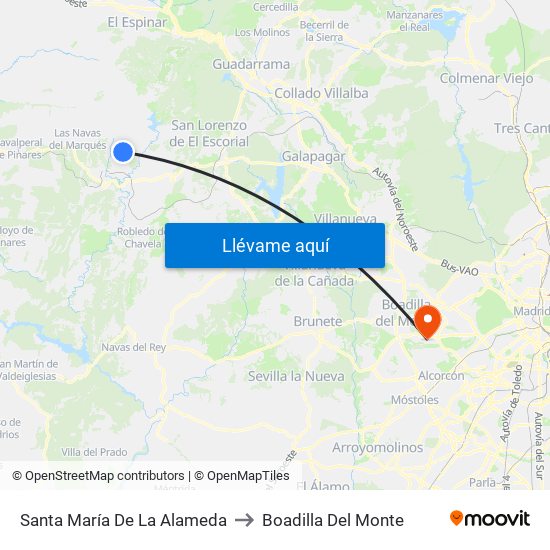 Santa María De La Alameda to Boadilla Del Monte map