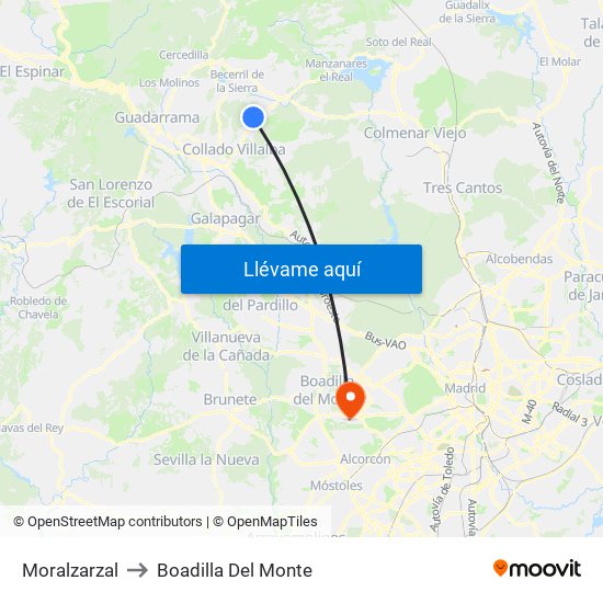 Moralzarzal to Boadilla Del Monte map