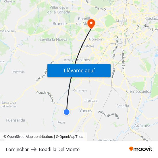 Lominchar to Boadilla Del Monte map
