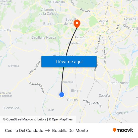 Cedillo Del Condado to Boadilla Del Monte map