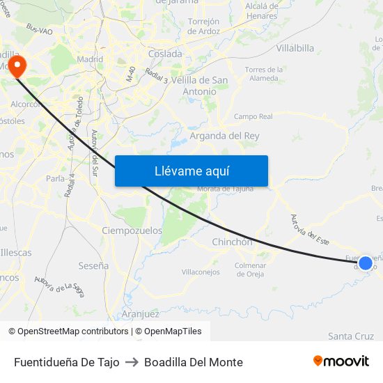 Fuentidueña De Tajo to Boadilla Del Monte map