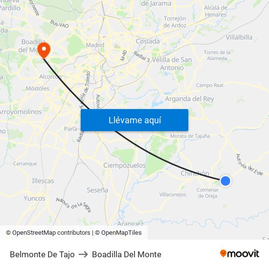 Belmonte De Tajo to Boadilla Del Monte map