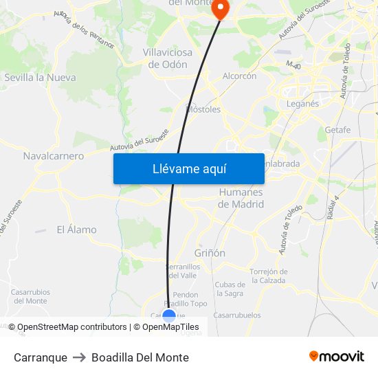 Carranque to Boadilla Del Monte map