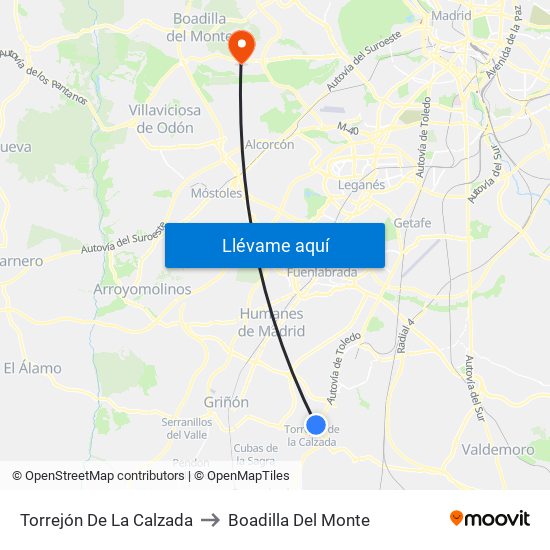 Torrejón De La Calzada to Boadilla Del Monte map