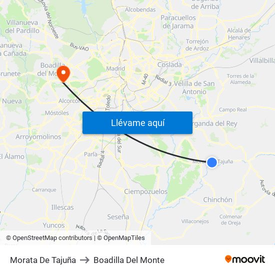 Morata De Tajuña to Boadilla Del Monte map
