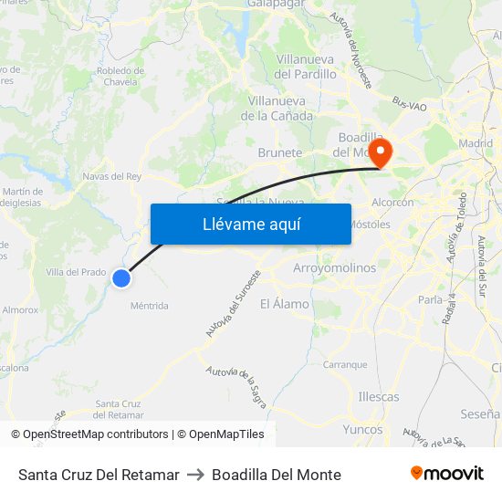 Santa Cruz Del Retamar to Boadilla Del Monte map