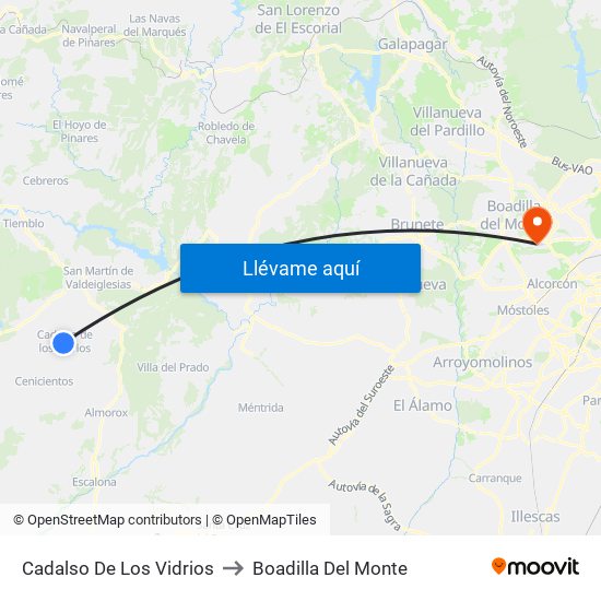 Cadalso De Los Vidrios to Boadilla Del Monte map