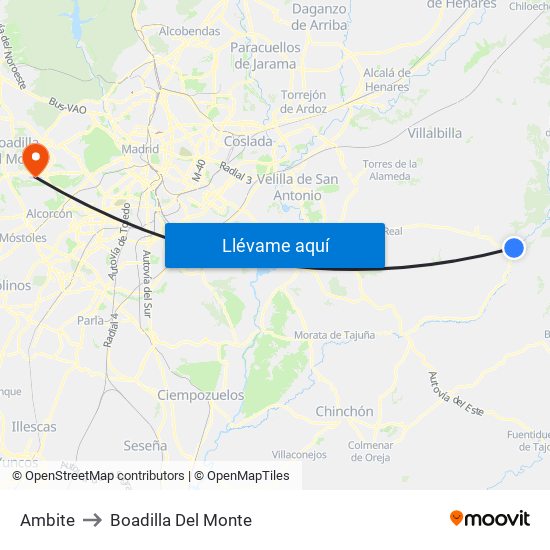 Ambite to Boadilla Del Monte map