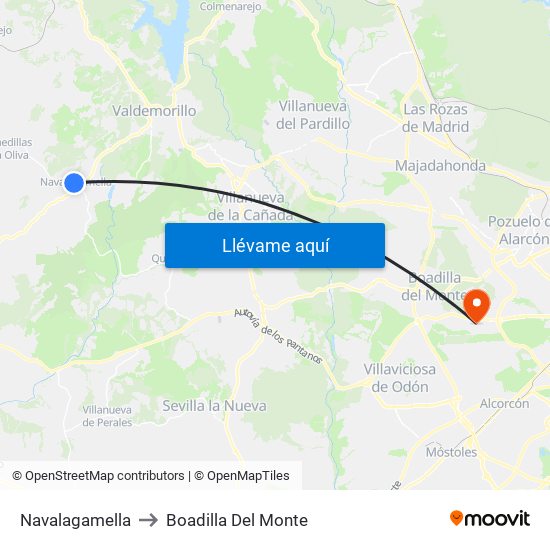 Navalagamella to Boadilla Del Monte map