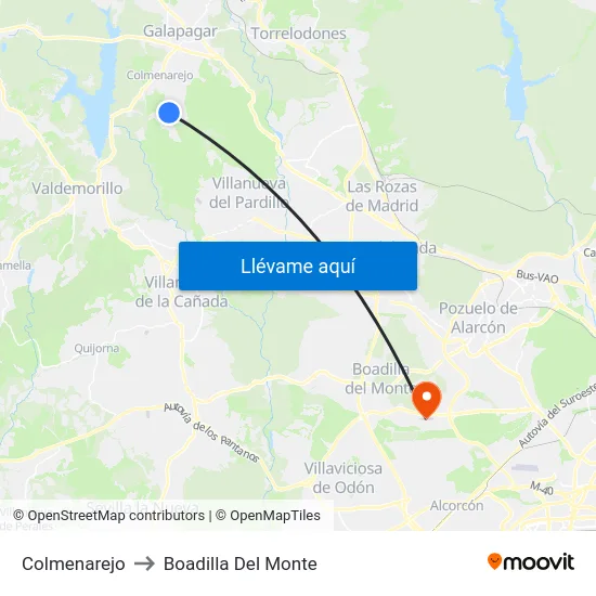 Colmenarejo to Boadilla Del Monte map