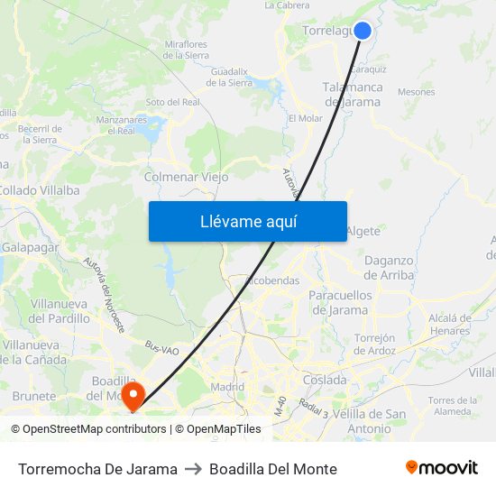 Torremocha De Jarama to Boadilla Del Monte map