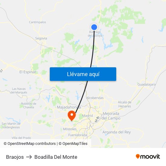 Braojos to Boadilla Del Monte map