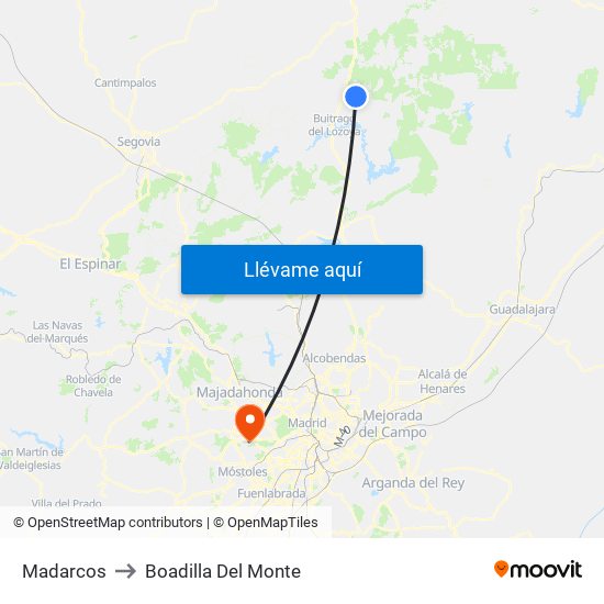Madarcos to Boadilla Del Monte map