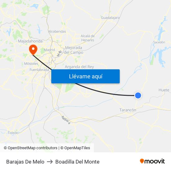 Barajas De Melo to Boadilla Del Monte map