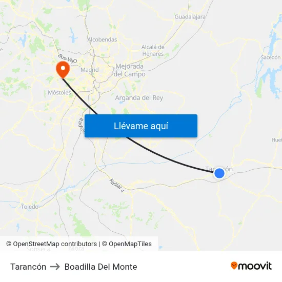 Tarancón to Boadilla Del Monte map