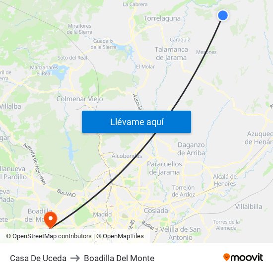 Casa De Uceda to Boadilla Del Monte map