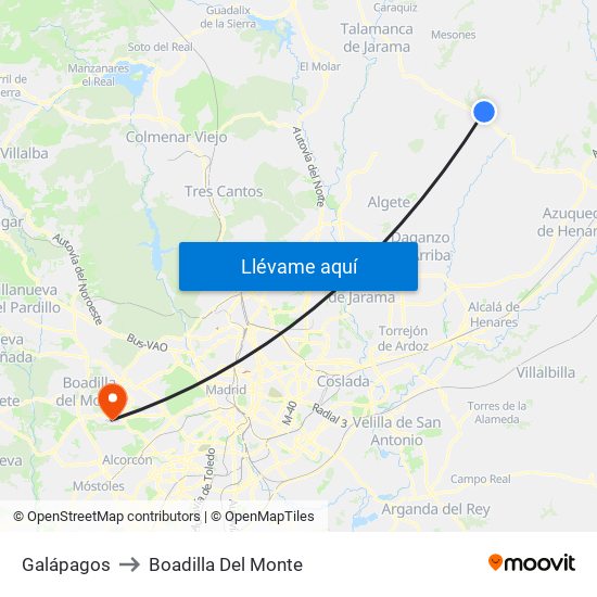 Galápagos to Boadilla Del Monte map