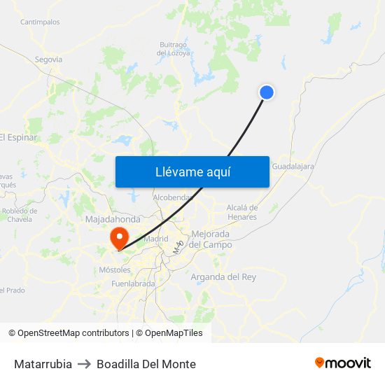 Matarrubia to Boadilla Del Monte map