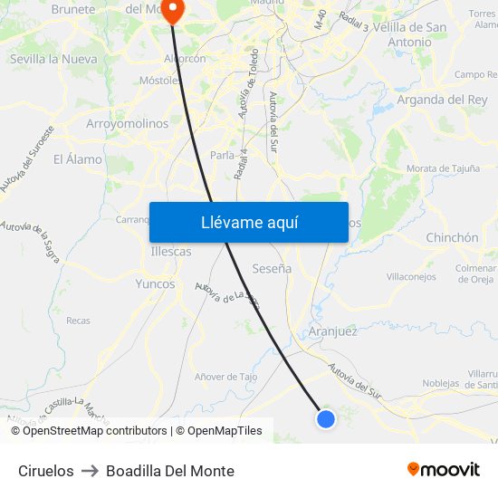Ciruelos to Boadilla Del Monte map