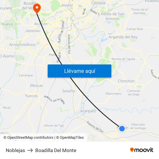 Noblejas to Boadilla Del Monte map