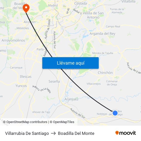 Villarrubia De Santiago to Boadilla Del Monte map