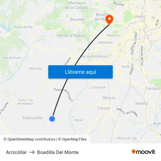 Arcicóllar to Boadilla Del Monte map