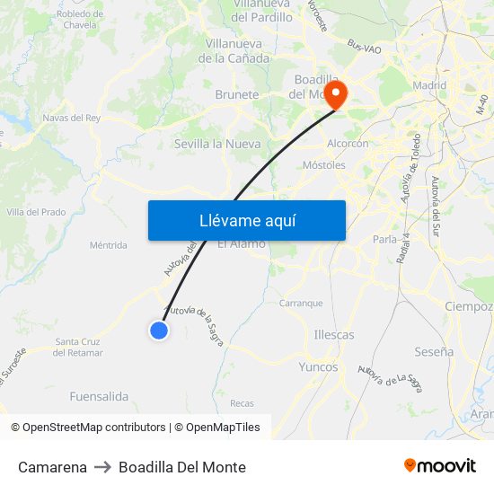 Camarena to Boadilla Del Monte map
