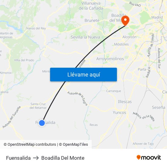 Fuensalida to Boadilla Del Monte map