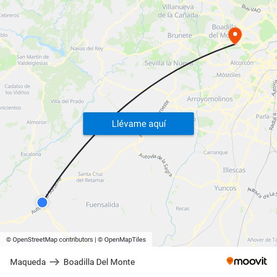 Maqueda to Boadilla Del Monte map