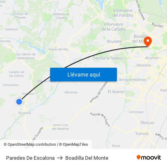 Paredes De Escalona to Boadilla Del Monte map